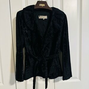 Vintage I. Magnin Beautiful Black Velvet Heavy Women’s Blazer /Jacket with Belt